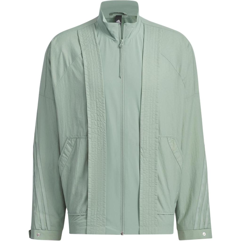 Adidas Solid Color Stand Collar Zipper Long Sleeve Jacket Men Jacket Silver Gray Green IZ3178