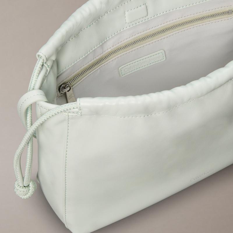 Calvin Klein shoulder bag SS25 Casual Elegant Sweet Commuting Letter Crossbody Blouson Cloud Lucky Mixed Material Medium Women's GN9-Moonlight White