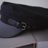 Retro Beret Hat Leather Buckle Painter Hat Warm Octagonal Hat All-match Winter