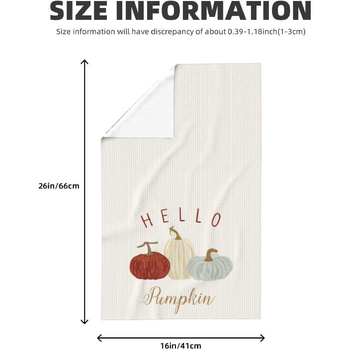 DADABULIU Kitchen Towel Pumpkin Thanksgiving Fall Dish Cloth 16" x 26" Dish Towel for Drying Dishes Tea Towel Kitchen Decor with Hanging Loop Reble