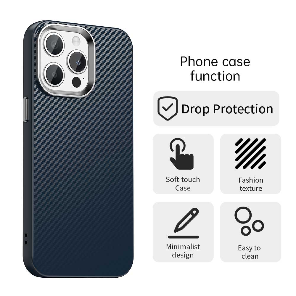 

For iPhone 14 Pro Case Cell Phone Hybrid Back Cover Carbon Fiber Texture Brown