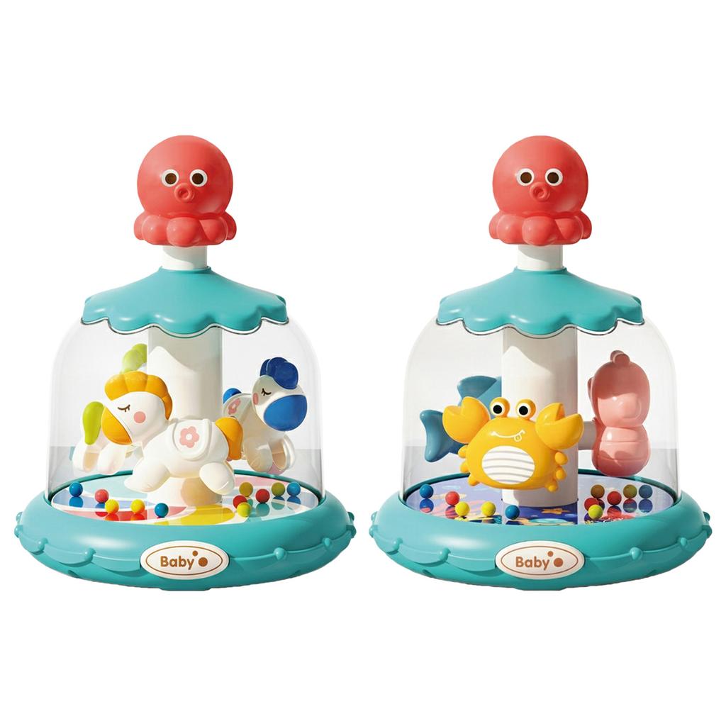 Baby Press Carousel Toy Exercise Coordination Skills Rotating Light Up Musical Baby Toy for 0-6 12-18 Months Newborn Infant