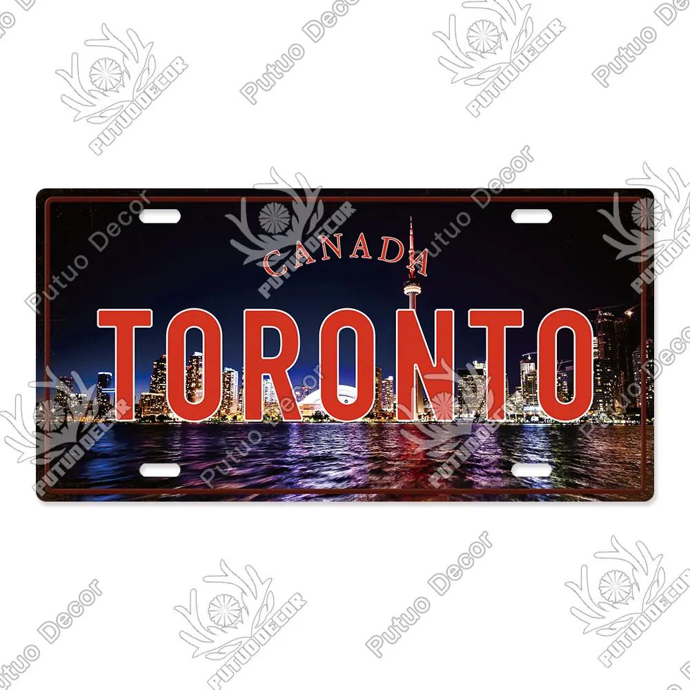 Famous City License Plate Metal Sign Vintage Decor for Home Bedroom Man Cave Wall