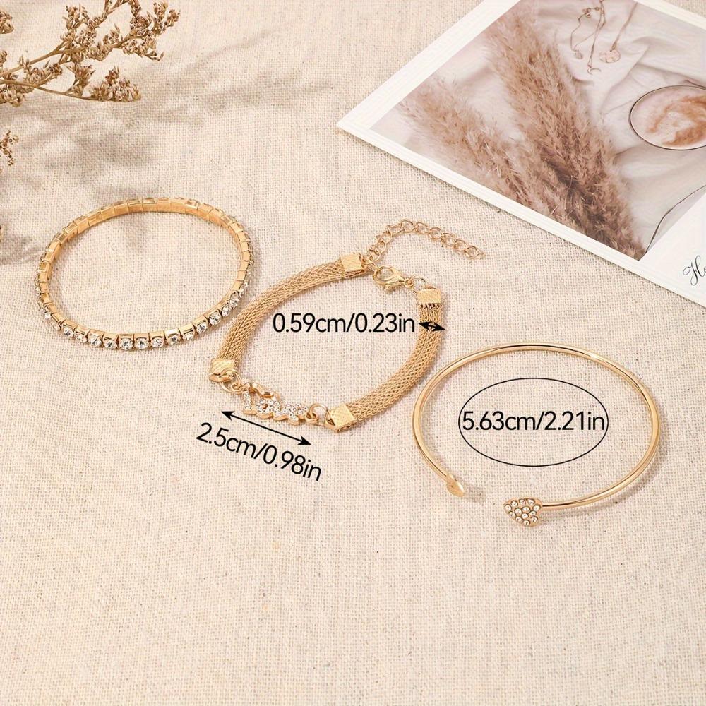 3pcs Love Opening Temperament Drill Bracelet Design Creative Retro Simple Bracelet for Women Bracelet