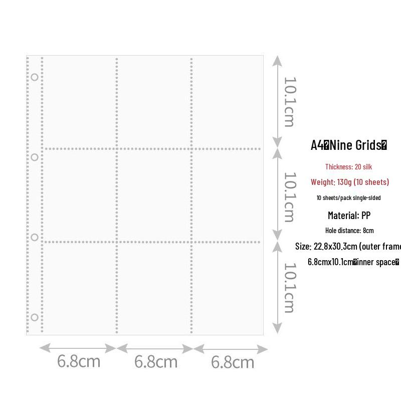 Retro Amerikanisches A4 Neun-Taschen Kartenalbum mit holografischem Design für Postkarten und Fotos