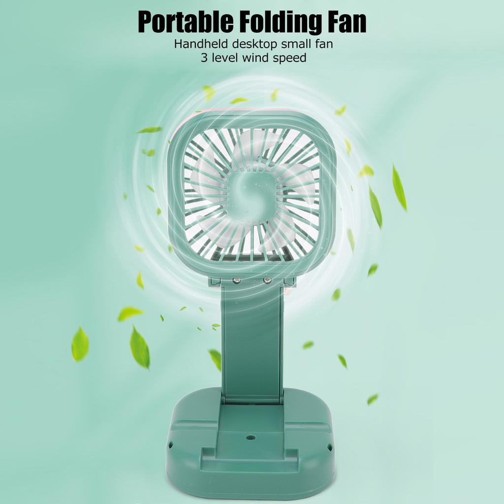 Portable Folding Fan 3   Wind Speed USB Powered Rechargeable Rotatable Handheld Desktop Small Fan