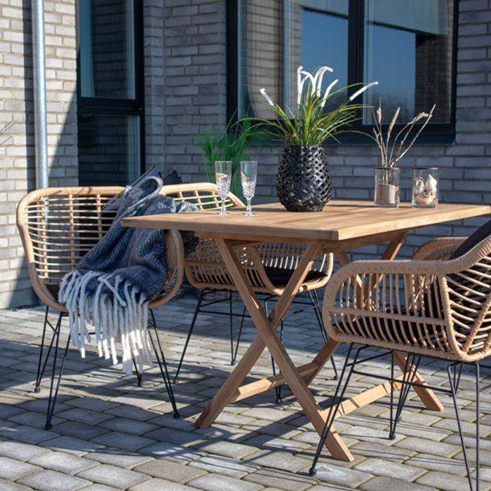 Fauteuil - HOUSE NORDIC - Trieste - polyrotin naturel - avec coussin - beige