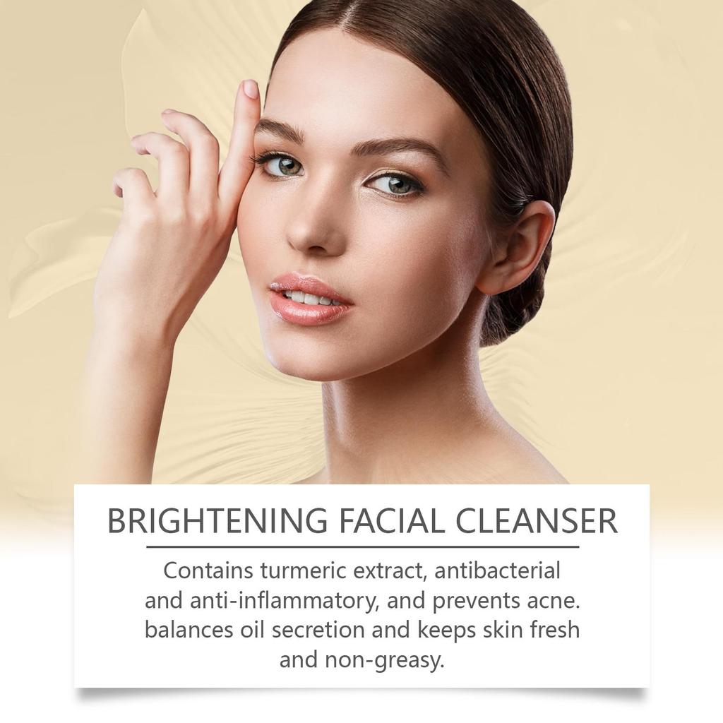 Jaysuing Turmeric Cleanser Comes with Silicone Brush Head, Gentle Cleansing and Oil Control Cleansing Skin Care Products for the Face 100ml