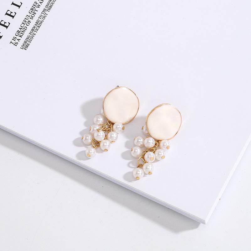 Japanese-Korean Fashion Enamel and Pearl Women's Stud Earrings - Trendy Street Style Ear Pendants