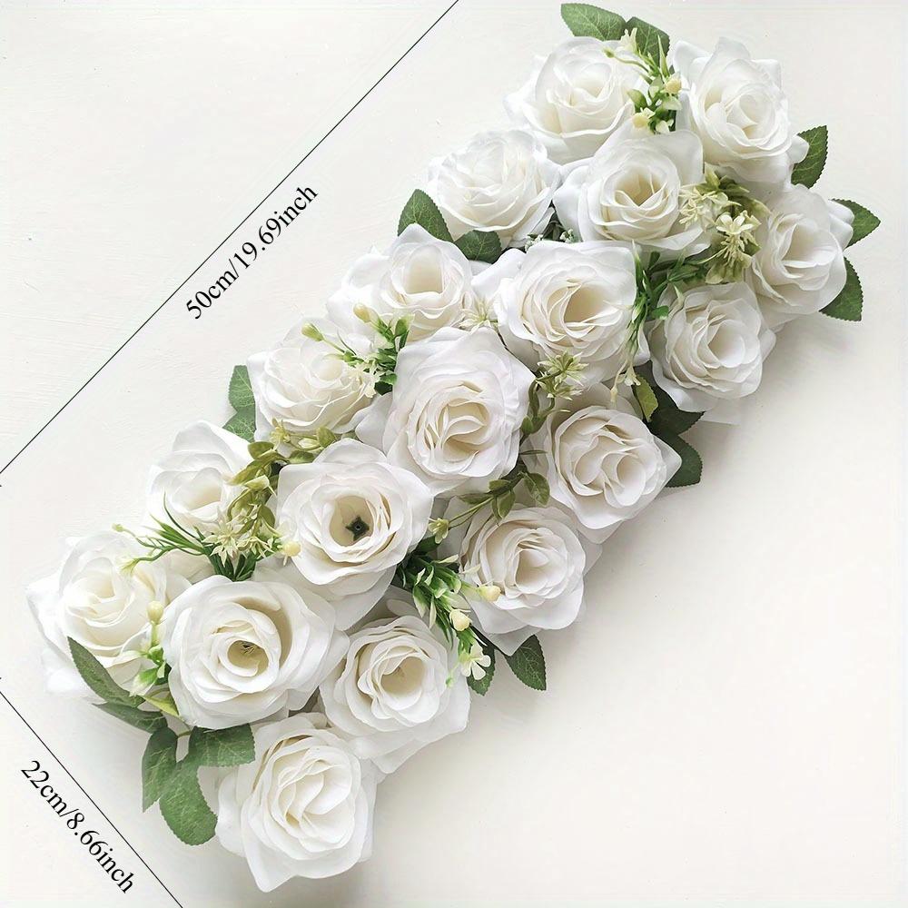1Pc Simulated Outdoor Wedding Rose Green Plant Flower Row, for Outdoor Wedding Arch Table Decoration