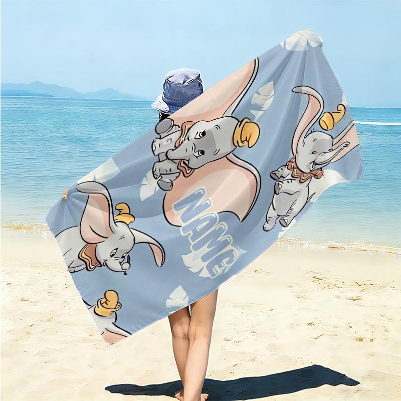 Personalized "Baby Dumbo Adventure" Beach Towel Microfiber Beach Towel Thin Absorbent for Beach Swimming Yoga Bath Sports. 0910320