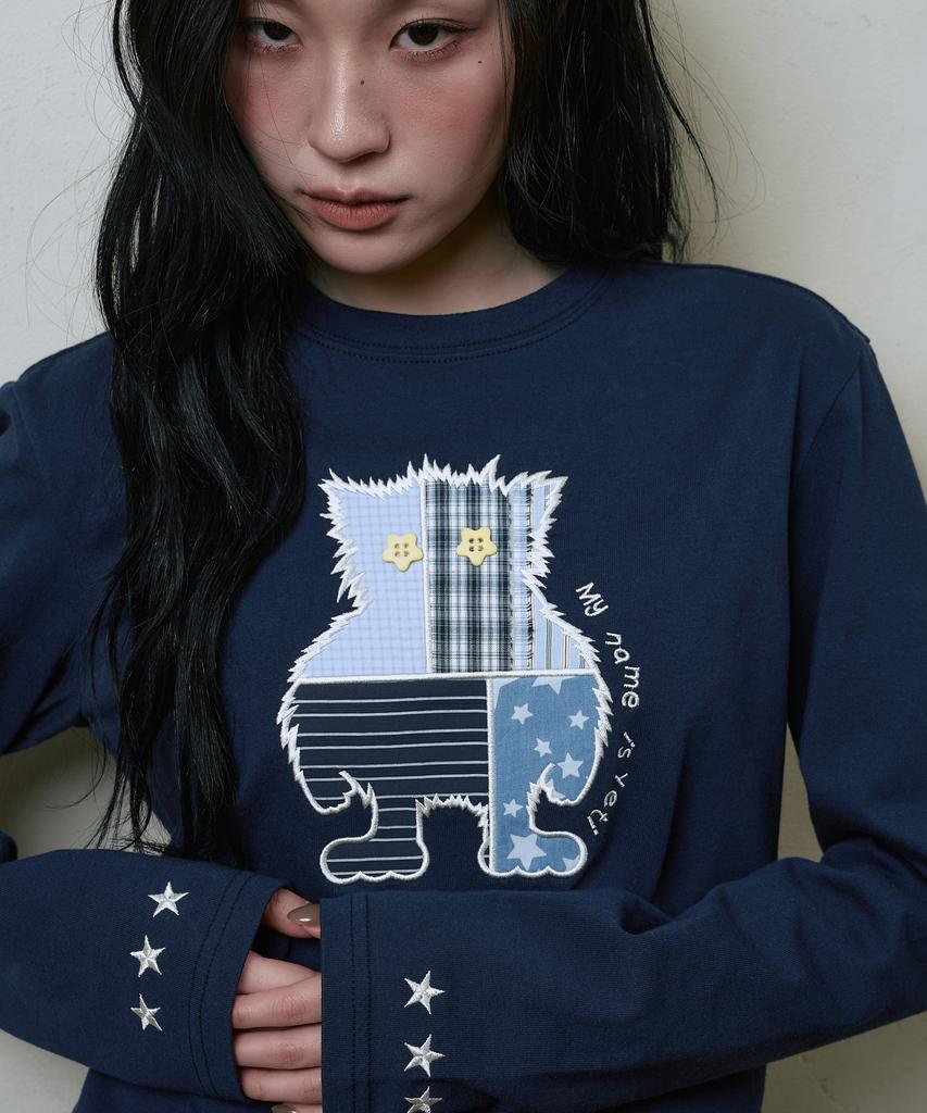Lujeoseukeulleob Yeti Applique Long Sleeve T-Shirt Navy