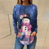 Tee Shirts For Women Casual Round Neck Long Sleeve Shirts Christmas Printing Top Pullover