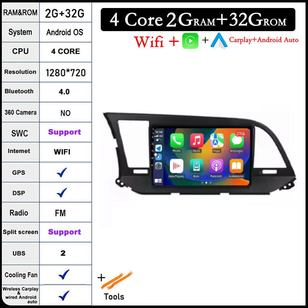 For Hyundai Elantra 6 2016 2017 2018 Car Radio Multimedia Video 4G+WIFI Player Navigation Stereo Screen