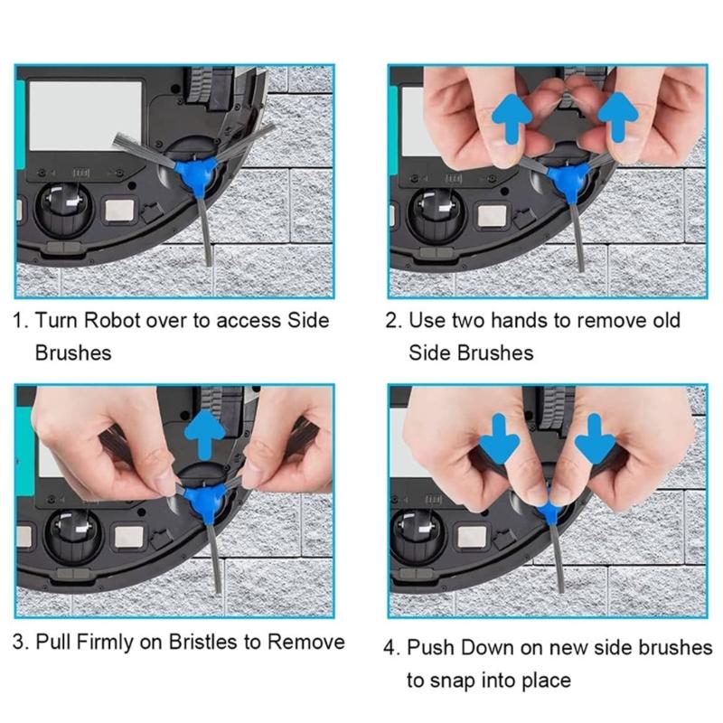 10 Pack Replacement Side Brushes Cleaning Tool Easy Installation Sweeper Part Suitable for 11S 30C Robot Vacuum Cleaner