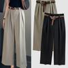 Spring/Summer Korean Slimming High Waist Straight Cropped Suit Pants for Pear Shape Women