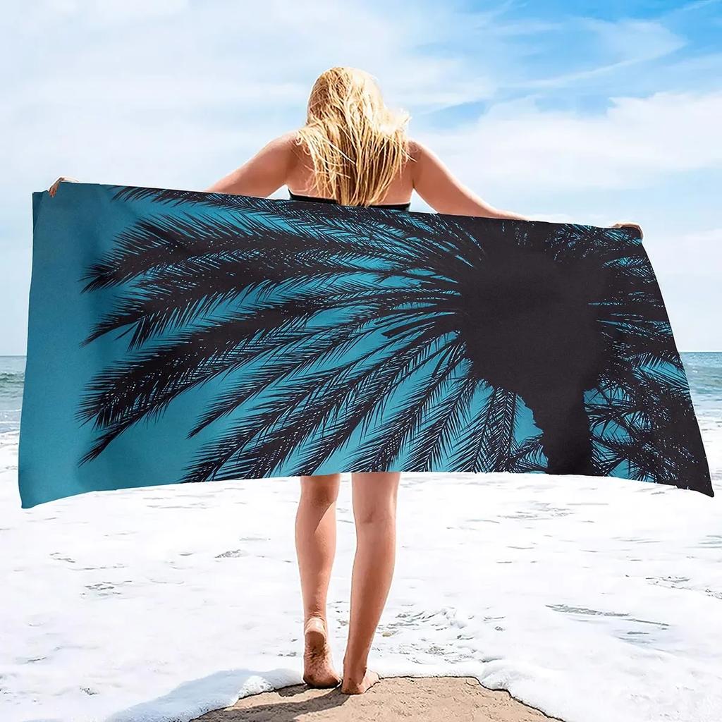 Beach Towel Palm Leaves Pattern Oversized Microfiber Tropical Beach Towel,Thin Lightweight Pool Swim Palm Tree Bath Shower Towel