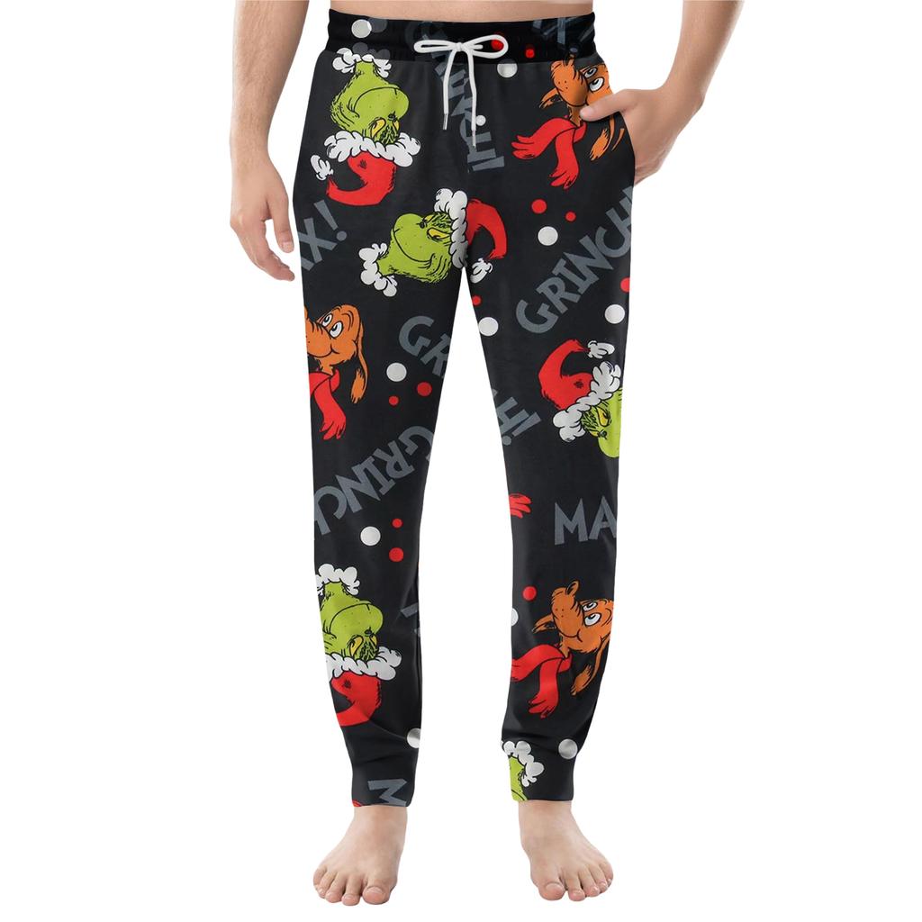 Men's Drawstring Pocket Cuffed Casual Pants Home Sleep Pants