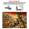 2D Flat Fall Scarecrow Pumpkin Harvest Farm Backdrop Autumn Photo Background