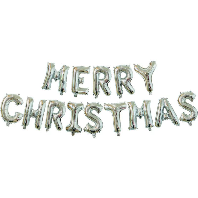 Merry Christmas Balloon Banner For Christmas Party Decorations 16inch Aluminum Foil Balloon Banner Happy New Year Decoration