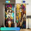 Colorful Glass Window Skeleton Love Printed Curtain Halloween Home Decor Treatment Bedroom Set Of 2 Made Polyester With Rod Pocket Washable Master