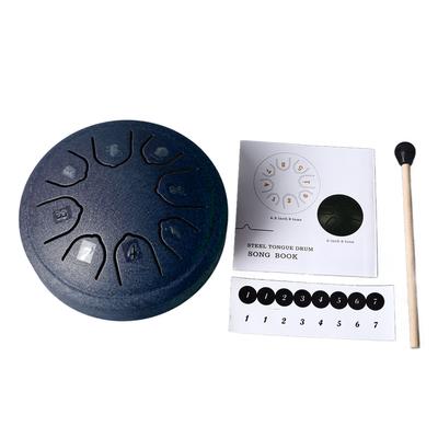 Tongue Drum 4,5 Pollici 8 Toni Chiave C Acciaio al Carbonio Mini Tongue Drum per Adulti Bambini Principianti Blu Navy
