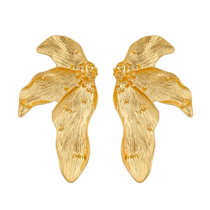 Chic Coquette Floral Earrings Gold Tone Women's 5.7*3 cm