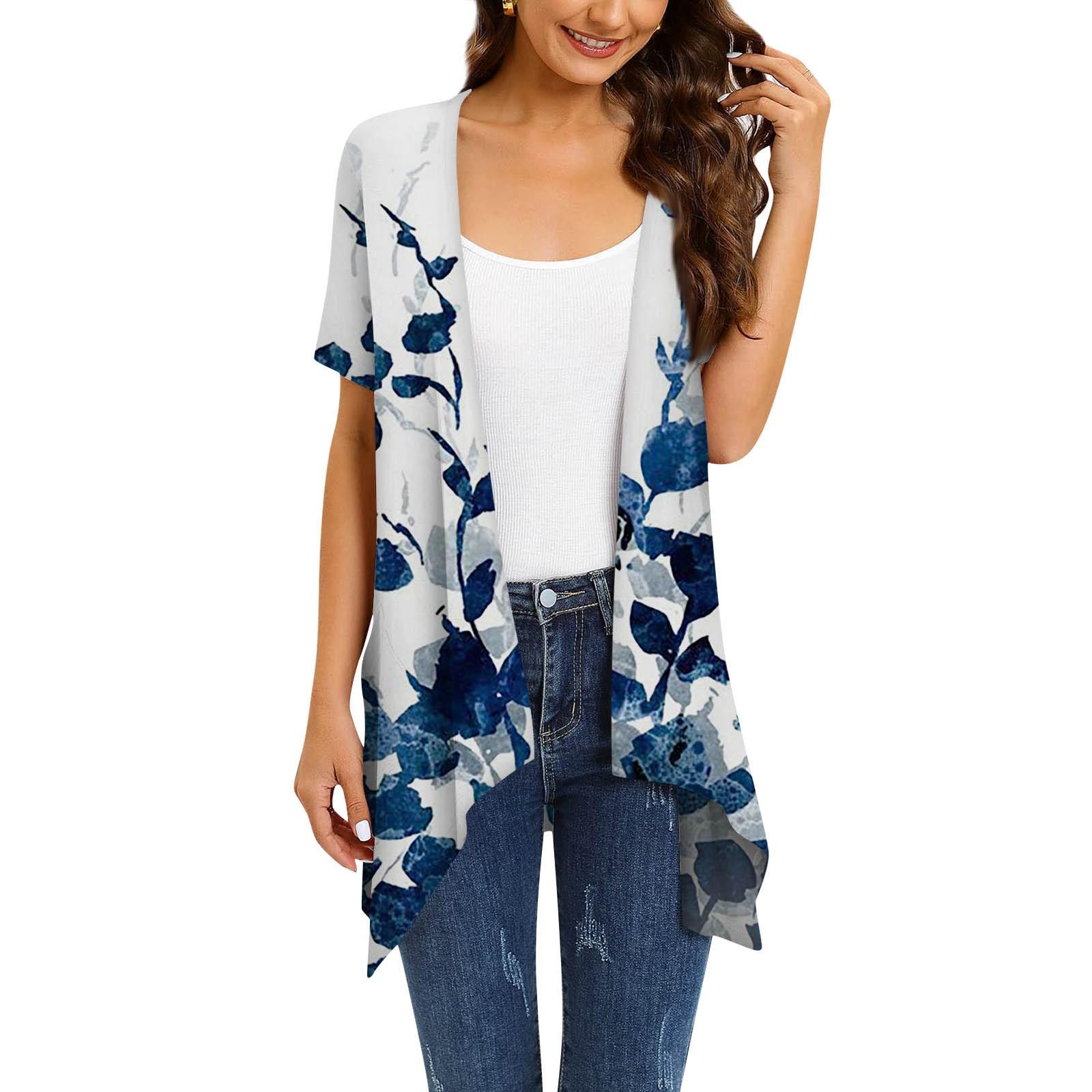 

Женское пальто с карманом и кардиганом с короткими рукавами и нерегулярным принтом XL белый