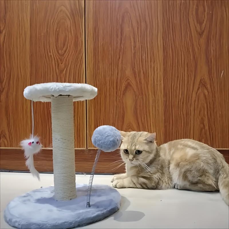 KEMORELA – Kratzbaum, Kratzbaum mit interaktiver Kugel, Spielzeug und Plüschmäuse für Katze Kitty, Spielturm-Center zum Spielen