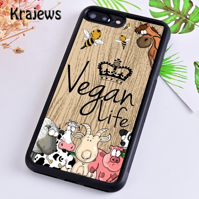 Krajews Love Animal Vegan Quotes Soft Phone Case Cover For iPhone 17 Air 16 15 14 plus 11 12 13 pro max coque Fundas