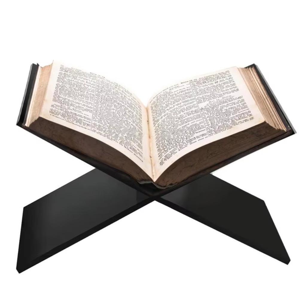 Transparent/Black Book Display Stand X Shape Open Book Holder Recipe Stand  The Quran