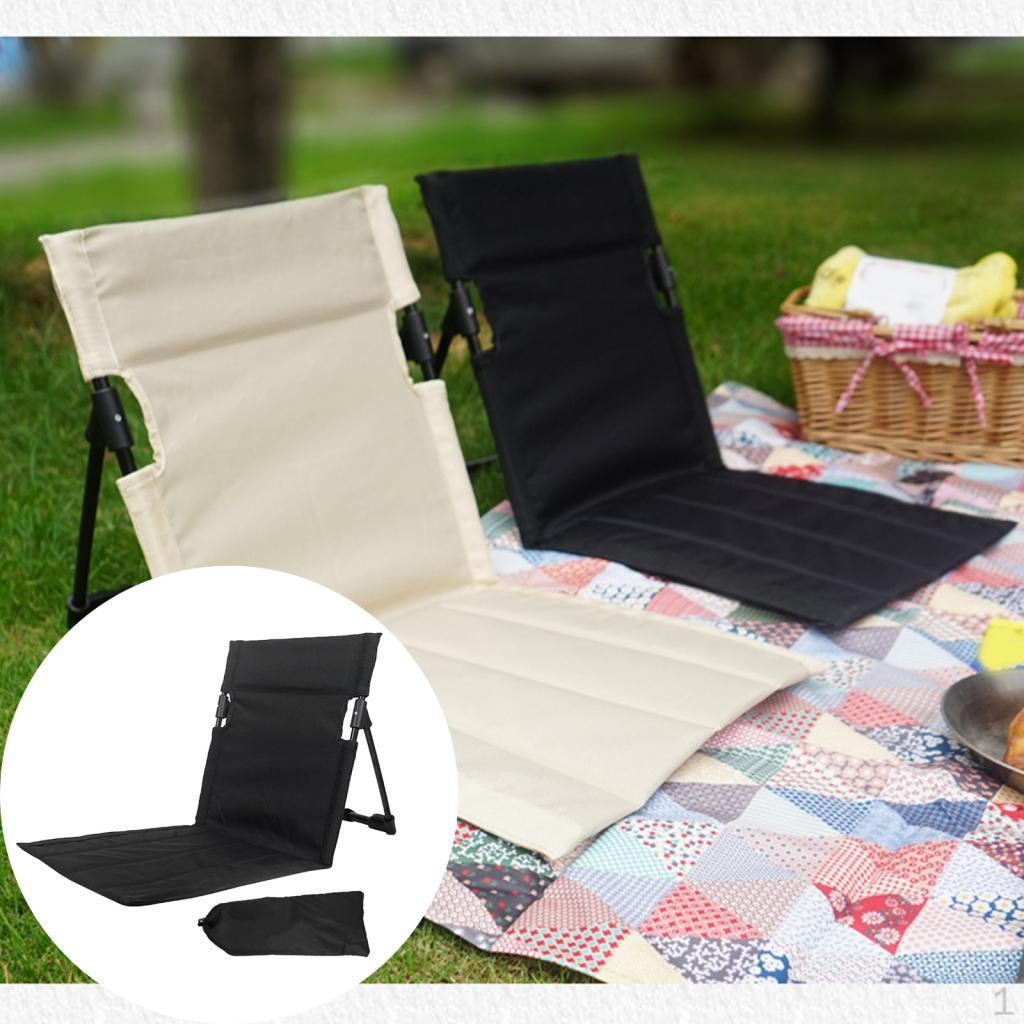 Beach Chair with Back Support Floor Storage Bag Foldable Stadium Seat