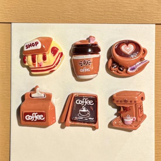 6Pcs Coffee Theme Refrigerator Magnet Resin Decorative Fridge Magnet Memo Notes Photo Holder for Home Kitchen