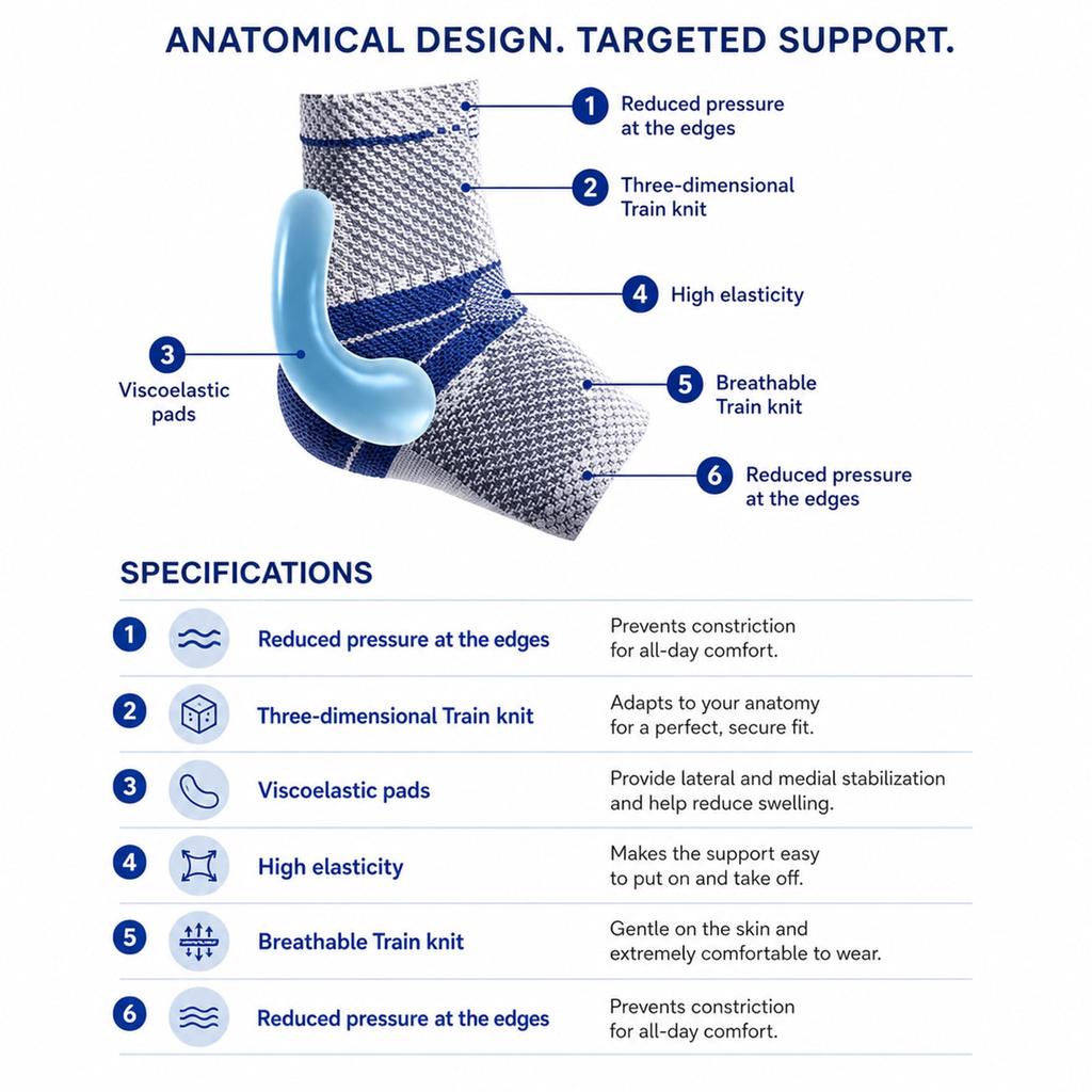 Bauerfeind MalleoTrain GEN.8 Ankle Brace Right Foot 22.0 Grey X Blue