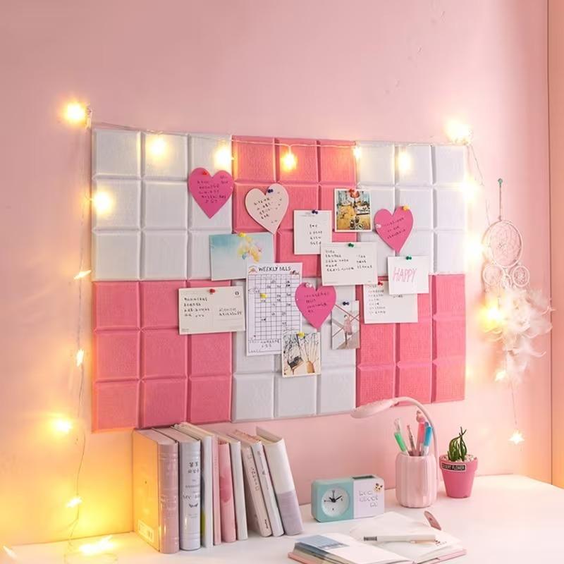 1-4 Pezzi Adesivi Murali in Feltro Bacheca per Esposizione Lavori Scolastici Parete Foto Ufficio Decorazione Parete Soggiorno Casa Sfondo TV
