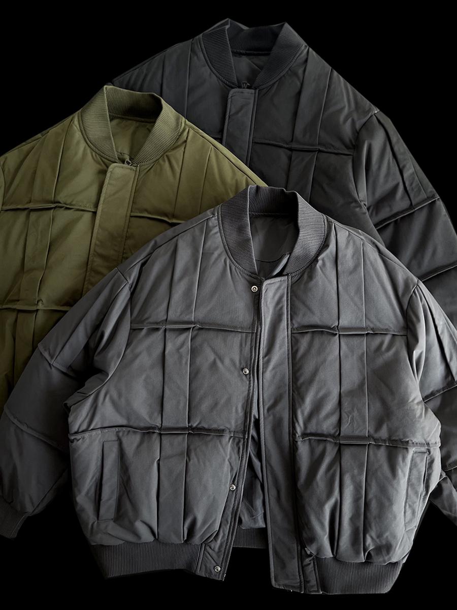 Premium Patchwork American Retro MA1 Baseball Collar Cotton Velvet Jacket for Fall & Winter M серый