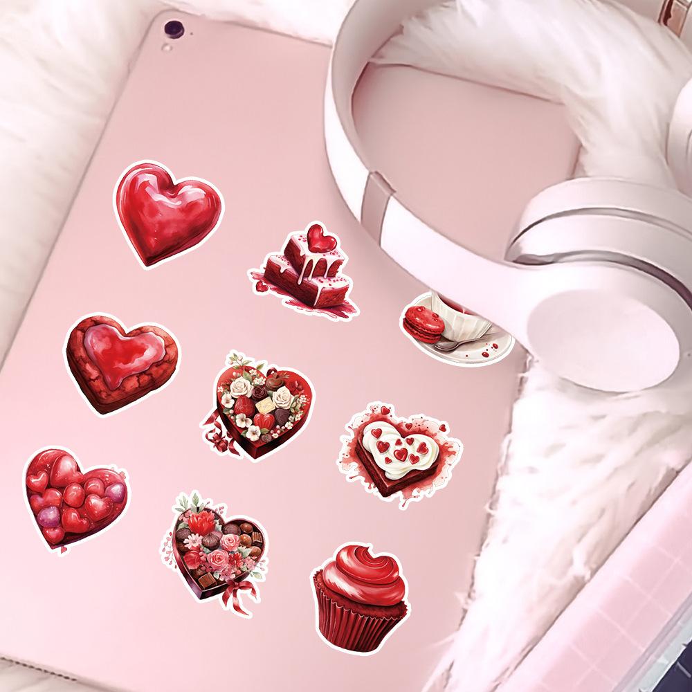 50 Valentine's Day Cake Graffiti Stickers Mobile Phone Pencil Box Luggage Decoration Stickers Waterproof Creative Children's Stickers