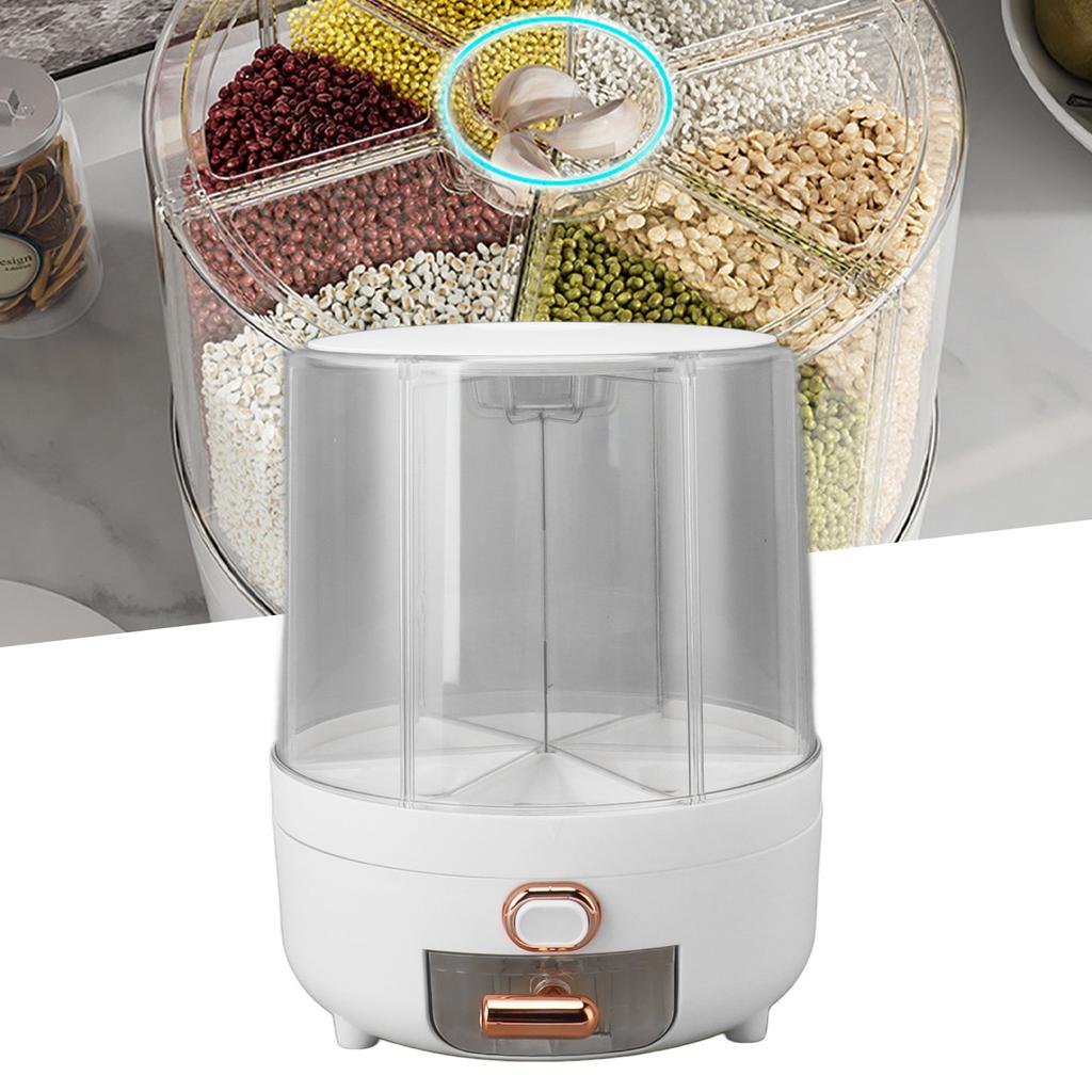 Rice Grain Storage Container 360 Rotating Grain Storage Food Dispenser Measuring Cylinder