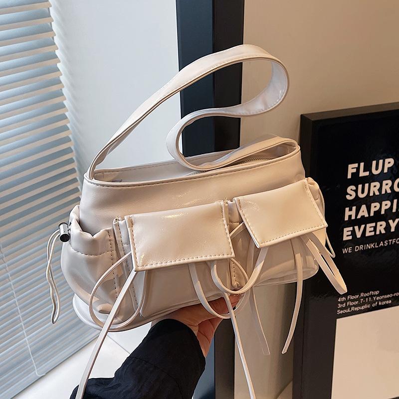 Fashion PU Buckle Pocket Underarm Bag Women's New Trendy Underarm Bag Versatile Shoulder Bag