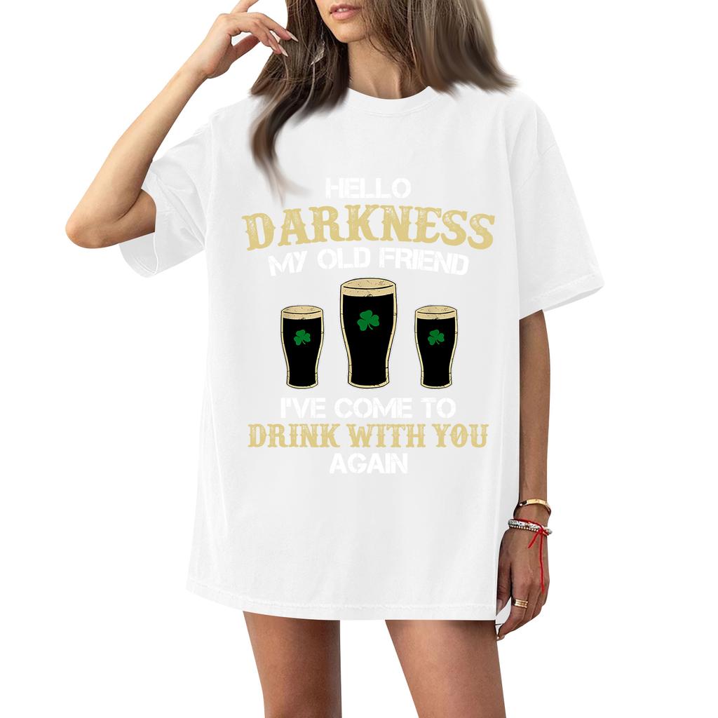 ( Darknss My Old Freend) Women's Fashion Casual Short-Sleeve Neck St. Patrick's Day Printed Shirt/T-Shirt Top