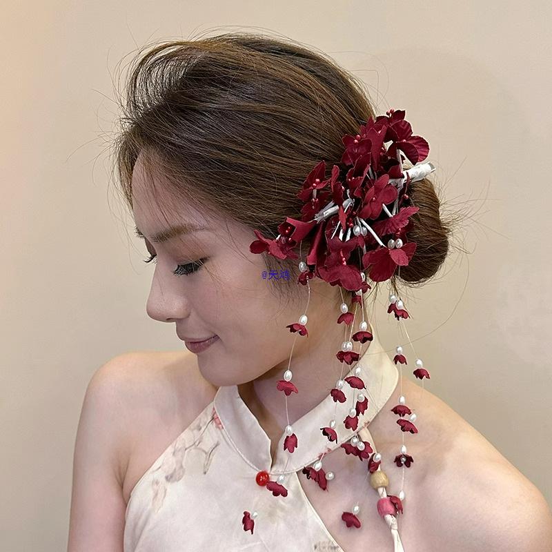 Retro Purple Lily of the Valley Tassel Hair Clip - Chinese Cheongsam Style