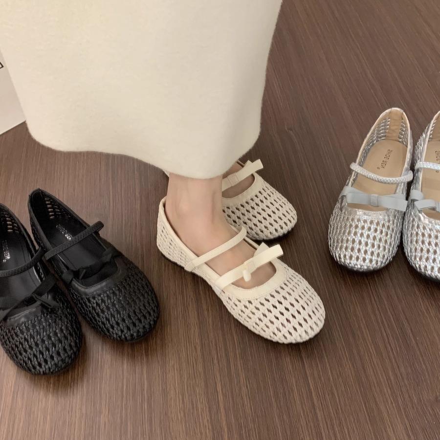 Xieyiren niche evening breeze hollowed-out woven Mary Jane shoes versatile not tired feet ballet single shoes women