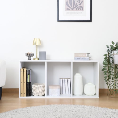 Fuji Boeki Color Box Bookshelf, 3 Tiers, 41.8cm Wide x 29cm Deep x 89cm High, White, Shelf, Storage Box, Assembly Required, 93501 43856