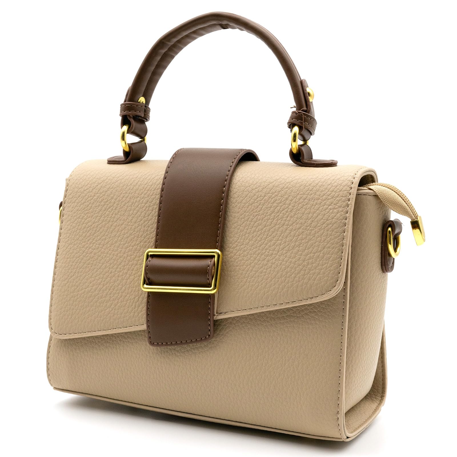 

Shoulder PU Adjustable Simple Gift [MNOA.] Handbag, Bag, Bicolor, Leather, Crossbody, Horizontal, Length, 2-Way, Stylish, Cute, Design, Women s, бежевий