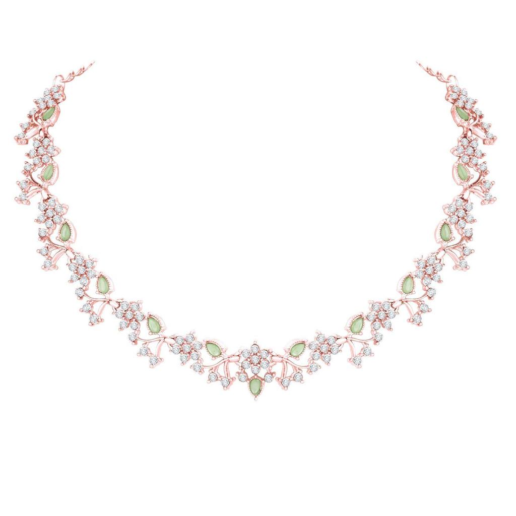 American Diamond AD with Colorful Crystal Necklace Jewellery Set for Women/Girls | Perfect for Weddings, Parties & Festive Occasions