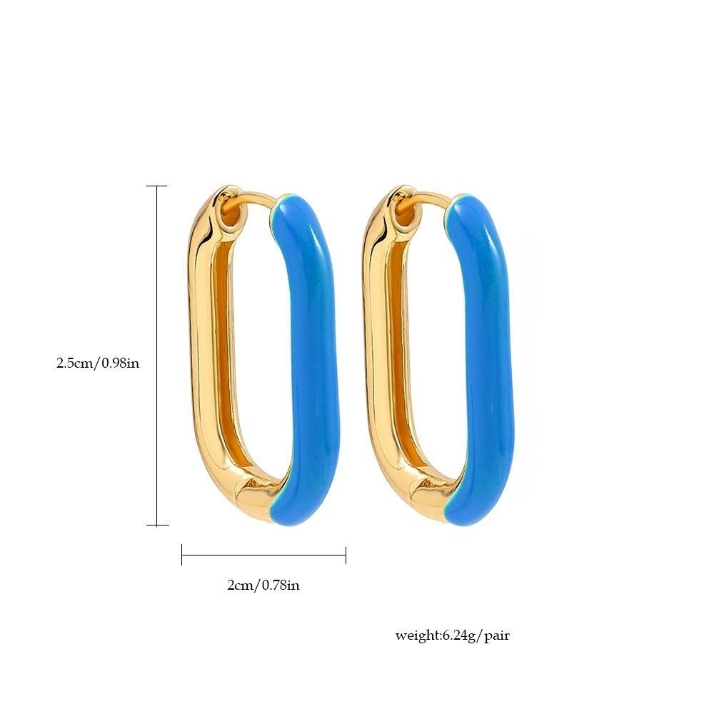 1 Pair Retro Geometric Hoop Earrings Colorful Colorful Enamel Earrings  Women Jewelry