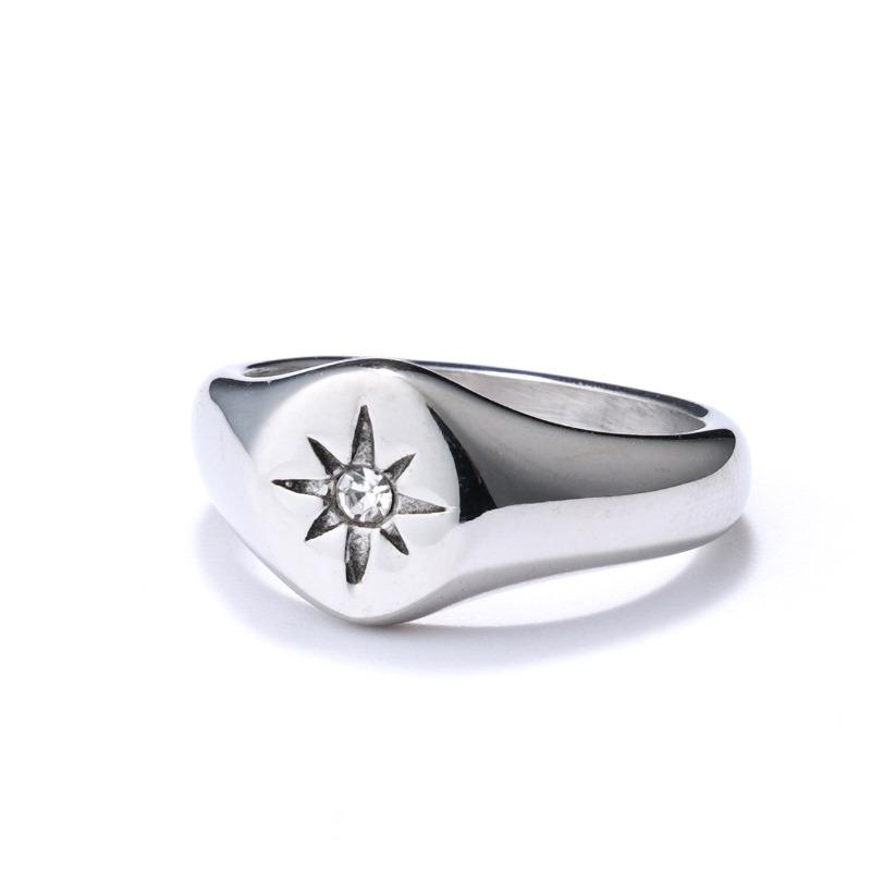 Stainless steel sunflower polished unisex ring
