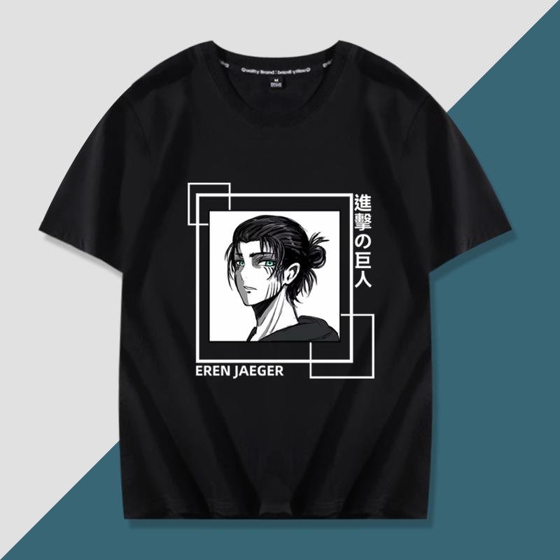 Japanese anime Attack on Titan handsome printed summer 100% cotton T-shirt fashion casual men's streetwear