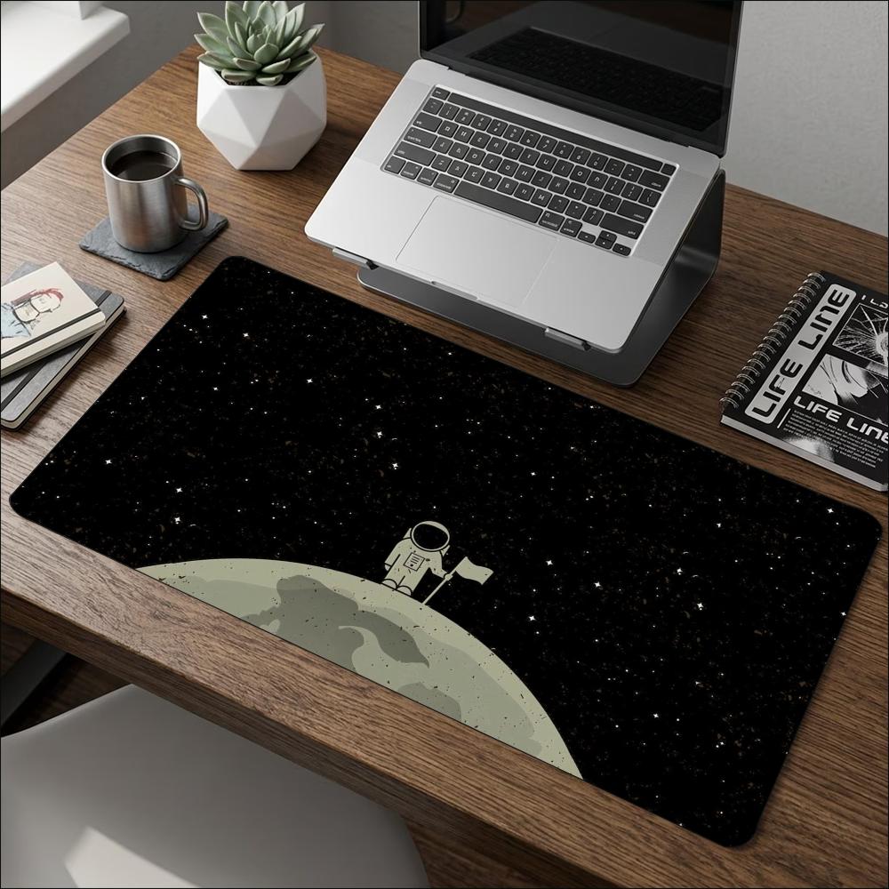 Space Astronaut Planet Starry Sky Art Pattern NonSlip Rubber Large Mouse Pad For Laptop Computer Gaming And Daily Office Use