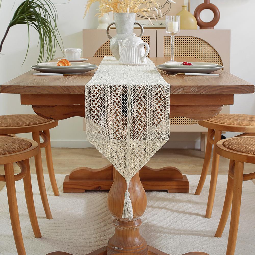 Country Table Flag Hollow Retro Cotton Thread Crochet Table Flag Lace Tablecloth Sen Series Tv Cabinet Coffee Table Cover